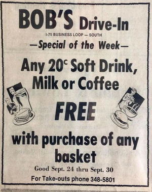 Days Drive-In (Bobs Drive-In) - Old Ad For Bobs (newer photo)